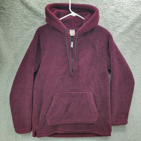 PINK Victoria's Secret Sweater Sherpa Hoodie Size Small - Picture 1 of 12